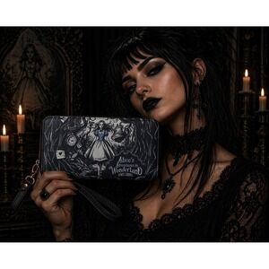 "Down the Rabbit Hole"Wallet Horror Goth Halloween Lewis Carroll New Wonderland